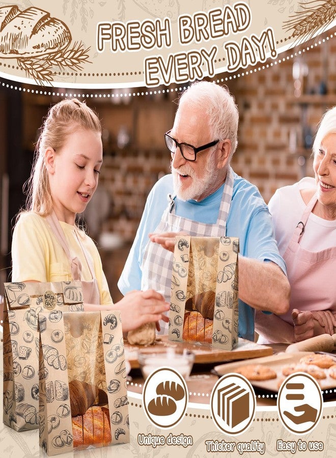 أكياس خبز ورقية من موتي مايند، 100 كيس، للخبز المنزلي، العجين المخمر، 13.8 × 8.3 × 3.5 بوصة، أكياس ورقية كرافت للمخبوزات مع ملصق نافذة وختم، لتغليف وتخزين الأطعمة المخبوزة (بني). - Image 5